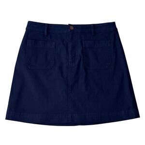 J.Crew Navy Mini Skirt Patch Pocket Cotton Linen A-Line Size 2